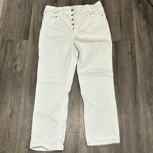 Denim Forum Arlo High Rise Straight white jeans sz 33